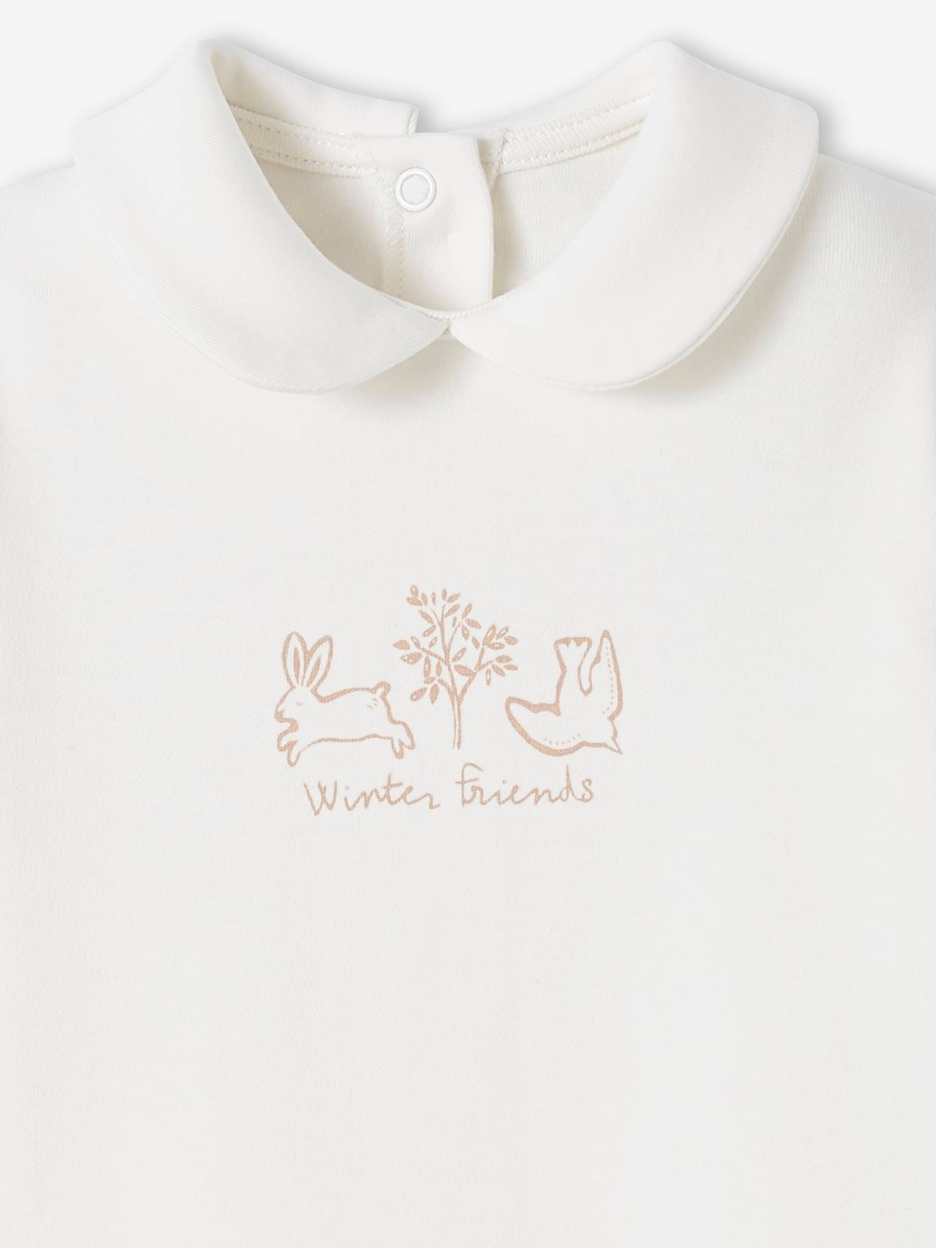 Conjunto de 2 macacões de bebê em algodão orgânico com estampa de animais, cor rosa.