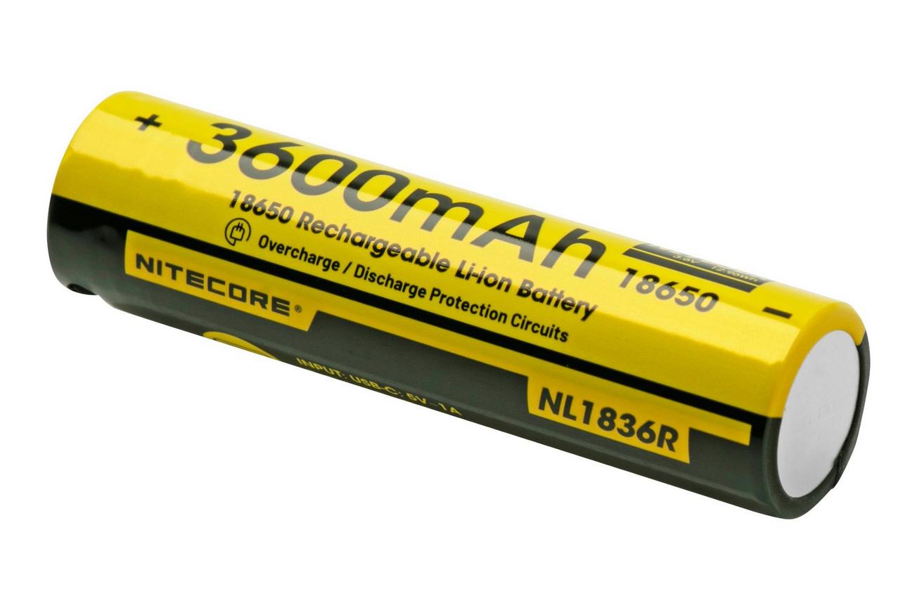 Nitecore NL1836R USB-C oplaadbare 18650 Li-ion accu, 3600 mAh