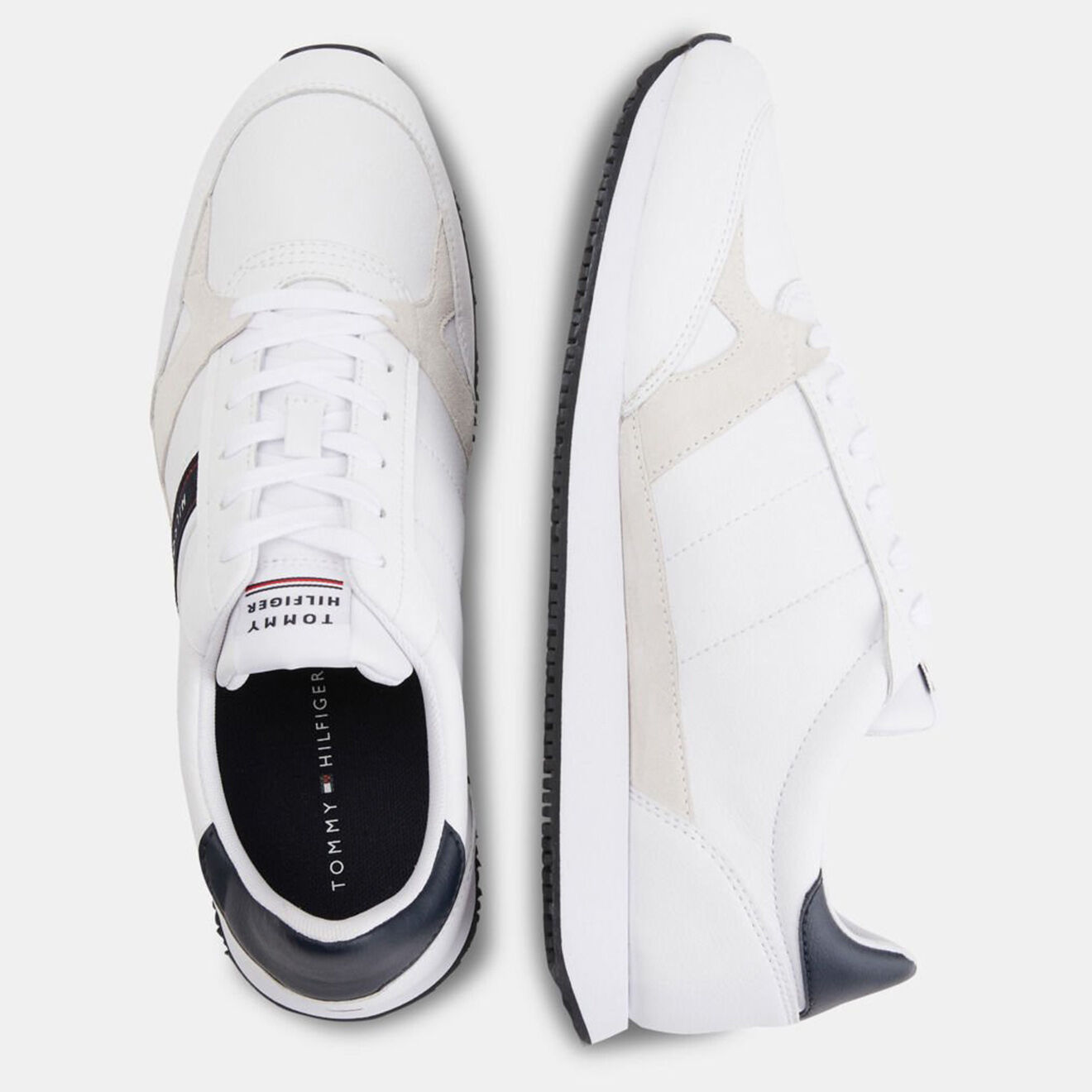 Tommy Hilfiger Baskets running en Cuir Stripe blanc/bleu