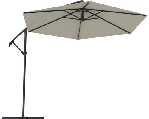 Soluna Lyon zweefparasol, Ø 300 cm, hoogte 257 cm, ecru, inclusief kruisvoet.