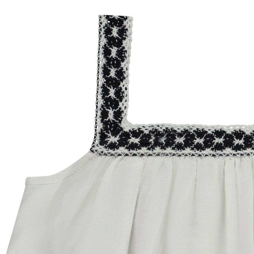 Tunique sans manches avec broderie anglaise pour fille - Ecru