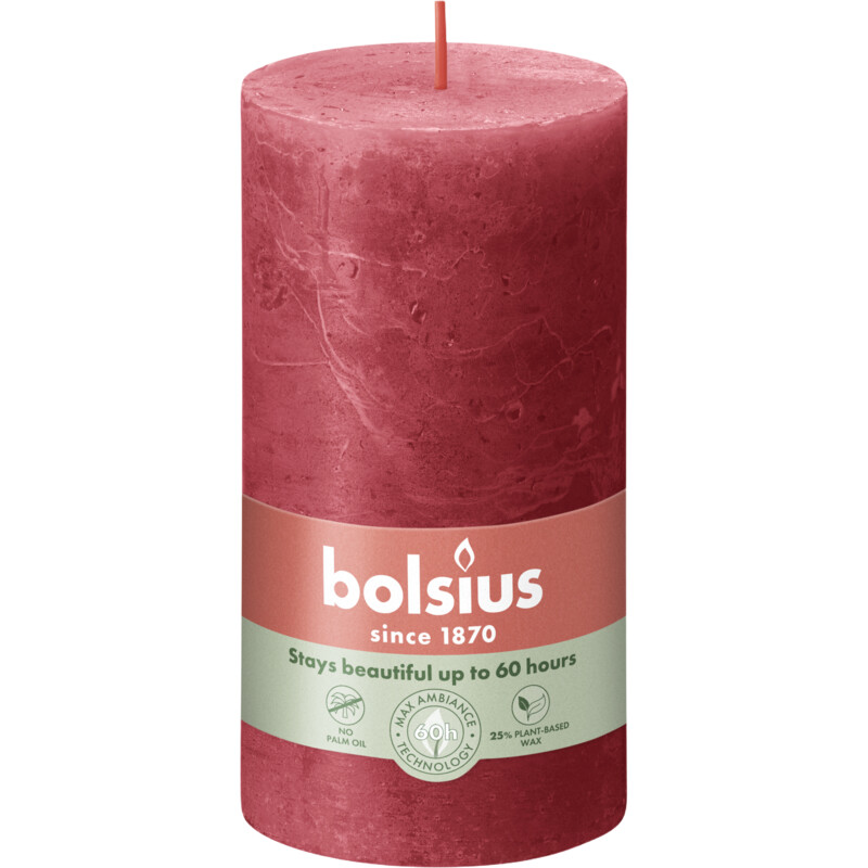 Bolsius Rustieke kaars 13cm rood