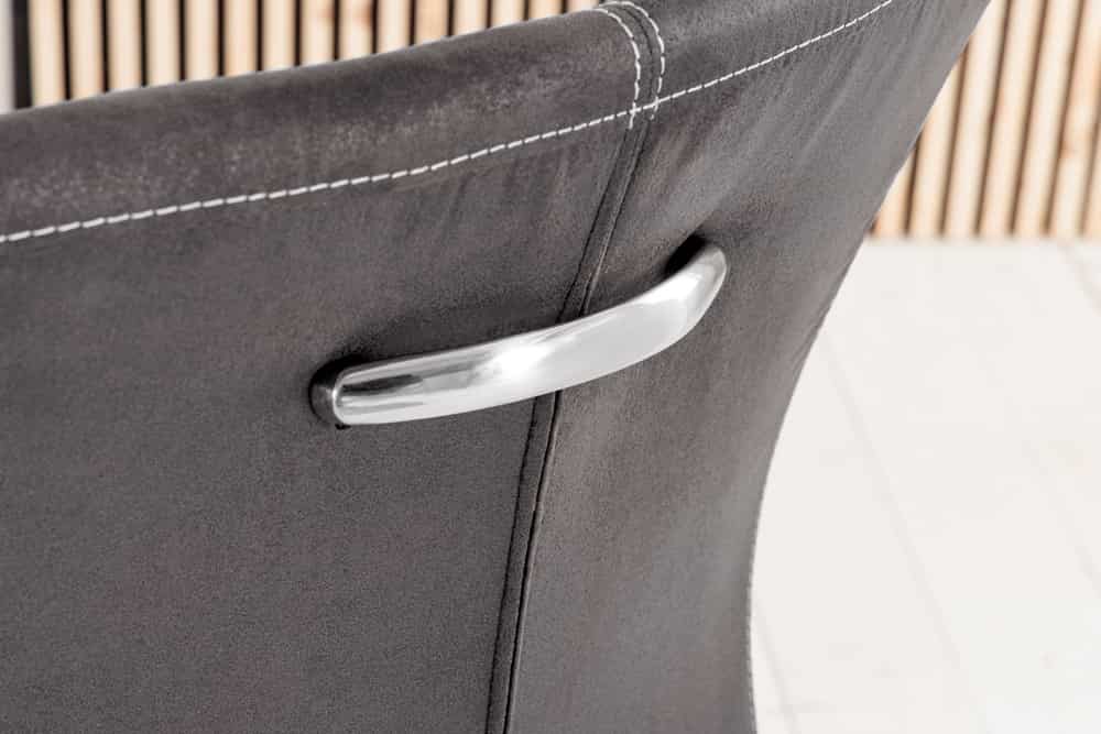 Freischwinger Stuhl SAMSON vintage grau Edelstahlrahmen mit Komfortgriff
