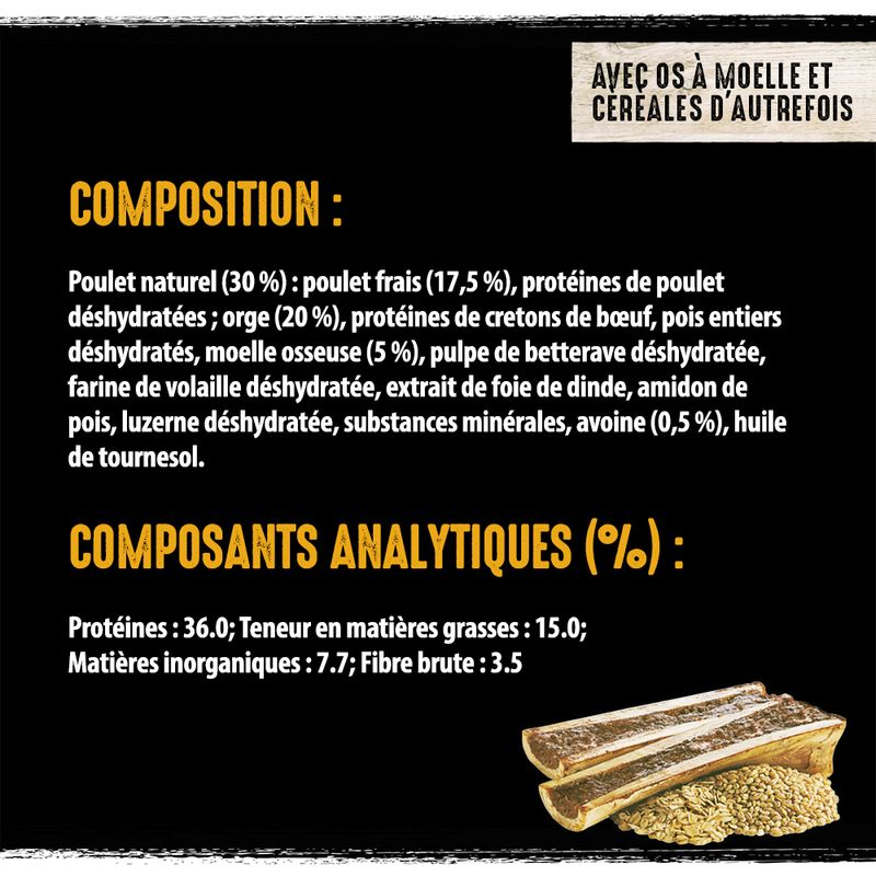 Crave poulet, os à moelle, céréales anciennes