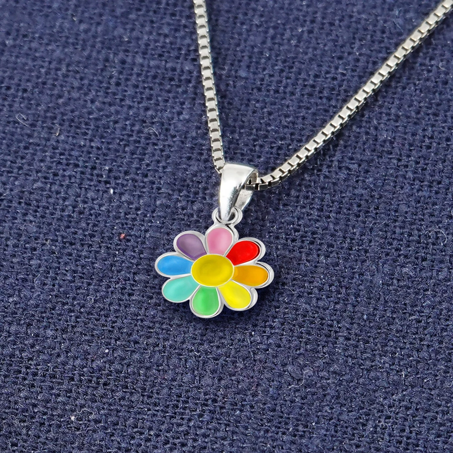 trendor Mädchen-Halskette mit Blume Silber 925 Collier silver