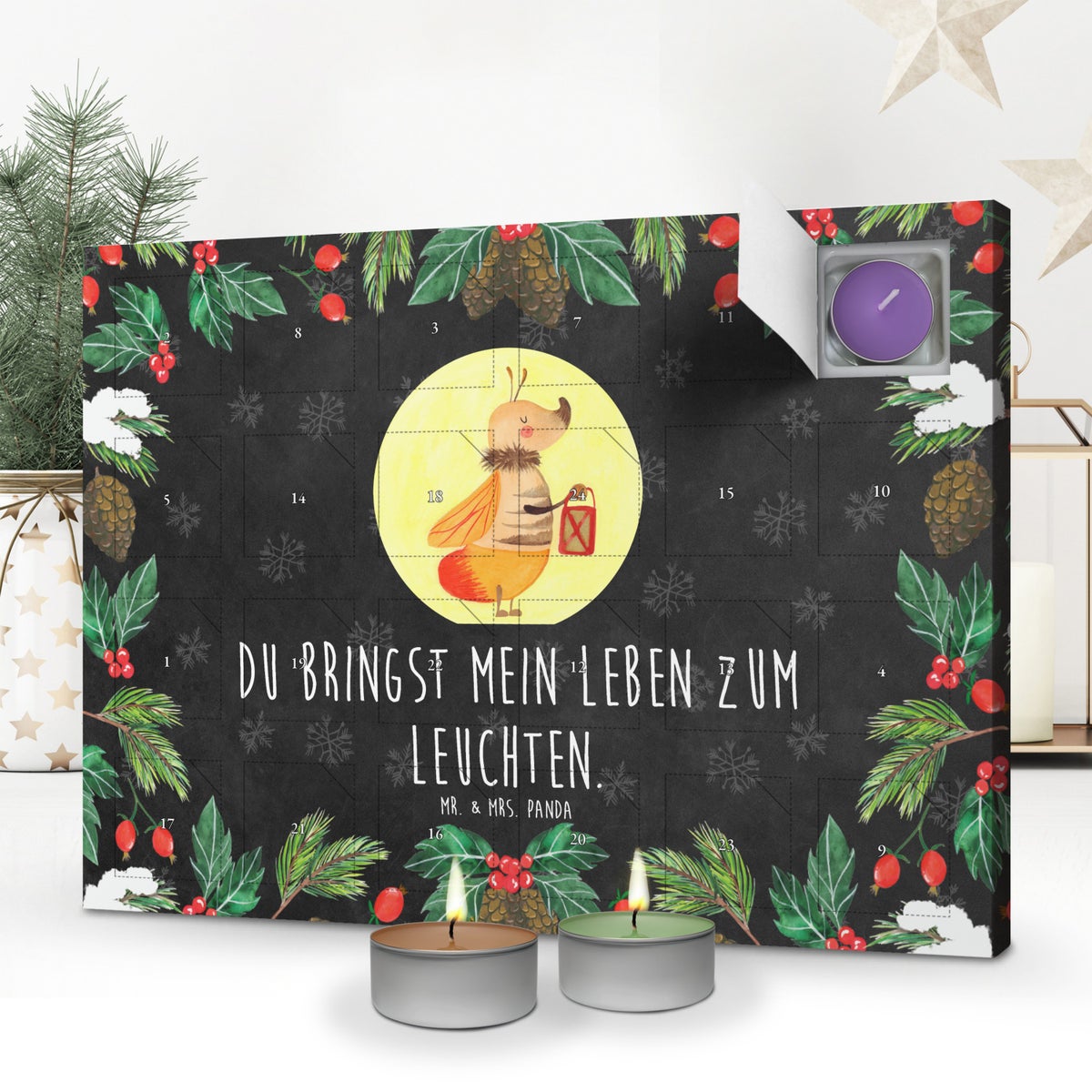 Mr. & Mrs. Panda Geurkaars Adventskalender Fireflies - Zwart