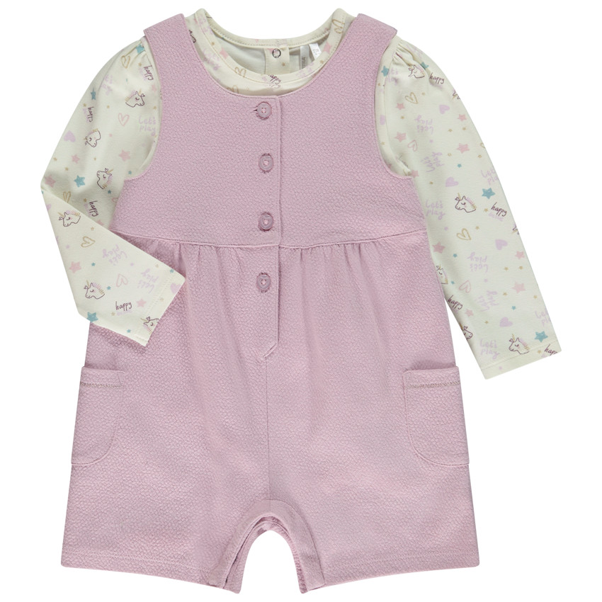 Ensemble salopette + t-shirt imprimé licornes pour bébé fille