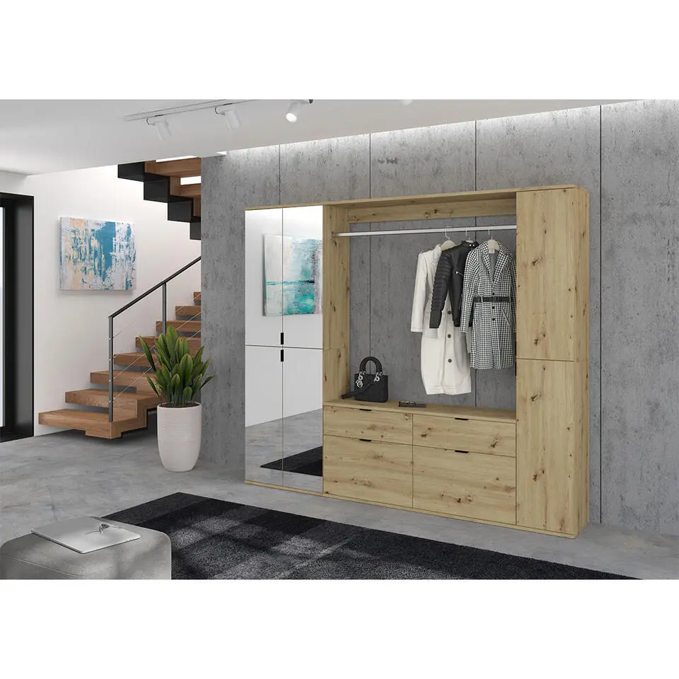 Hioshop ProjektX kledingkast 2 deuren eiken decor