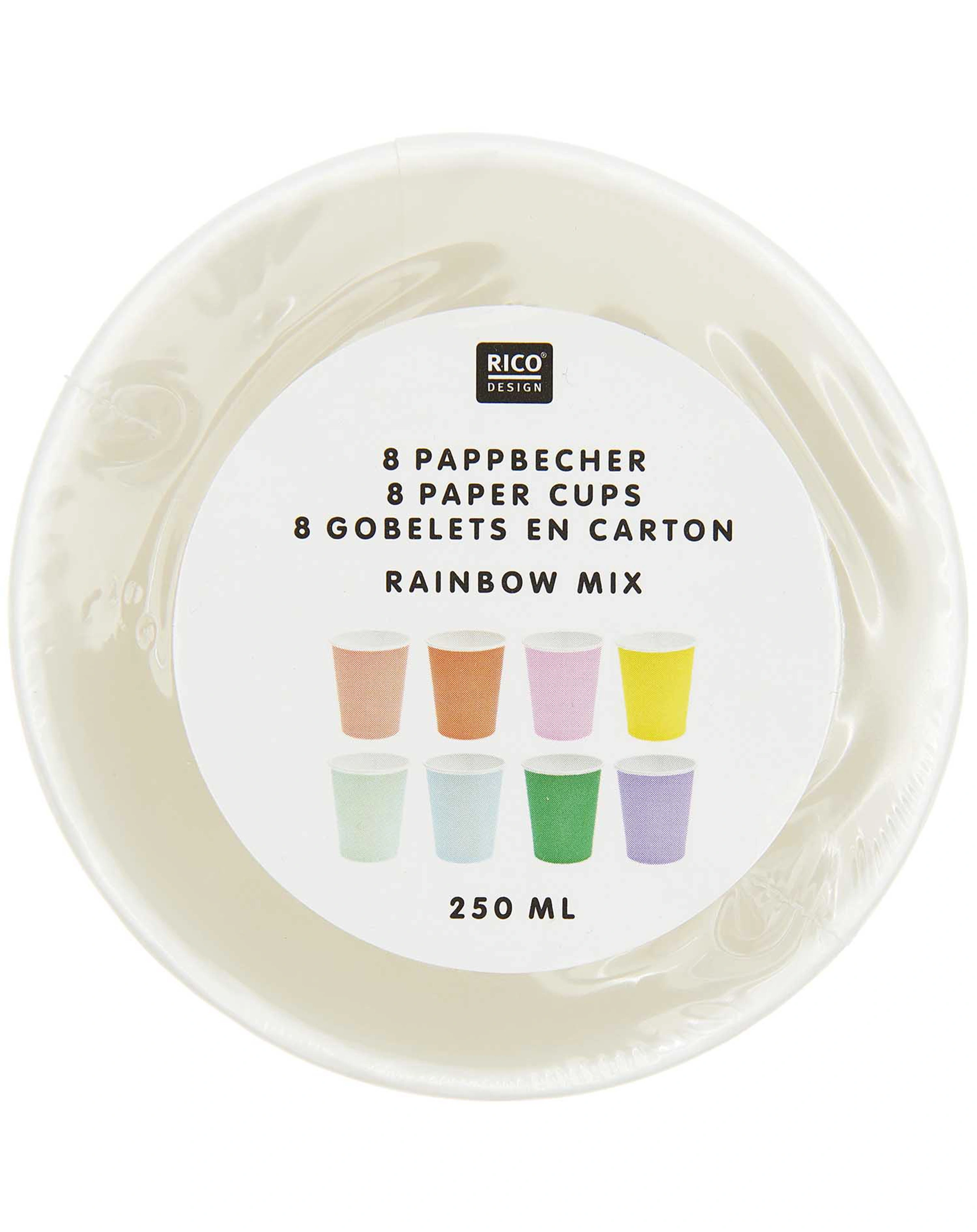 Pappbecher HAPPY MIX  8 Stück in bunt