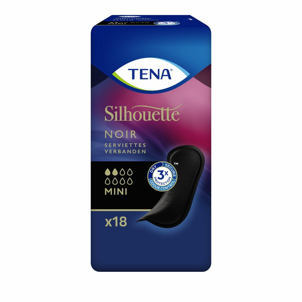 3x TENA Silhouette Pads Black Mini18 stuks