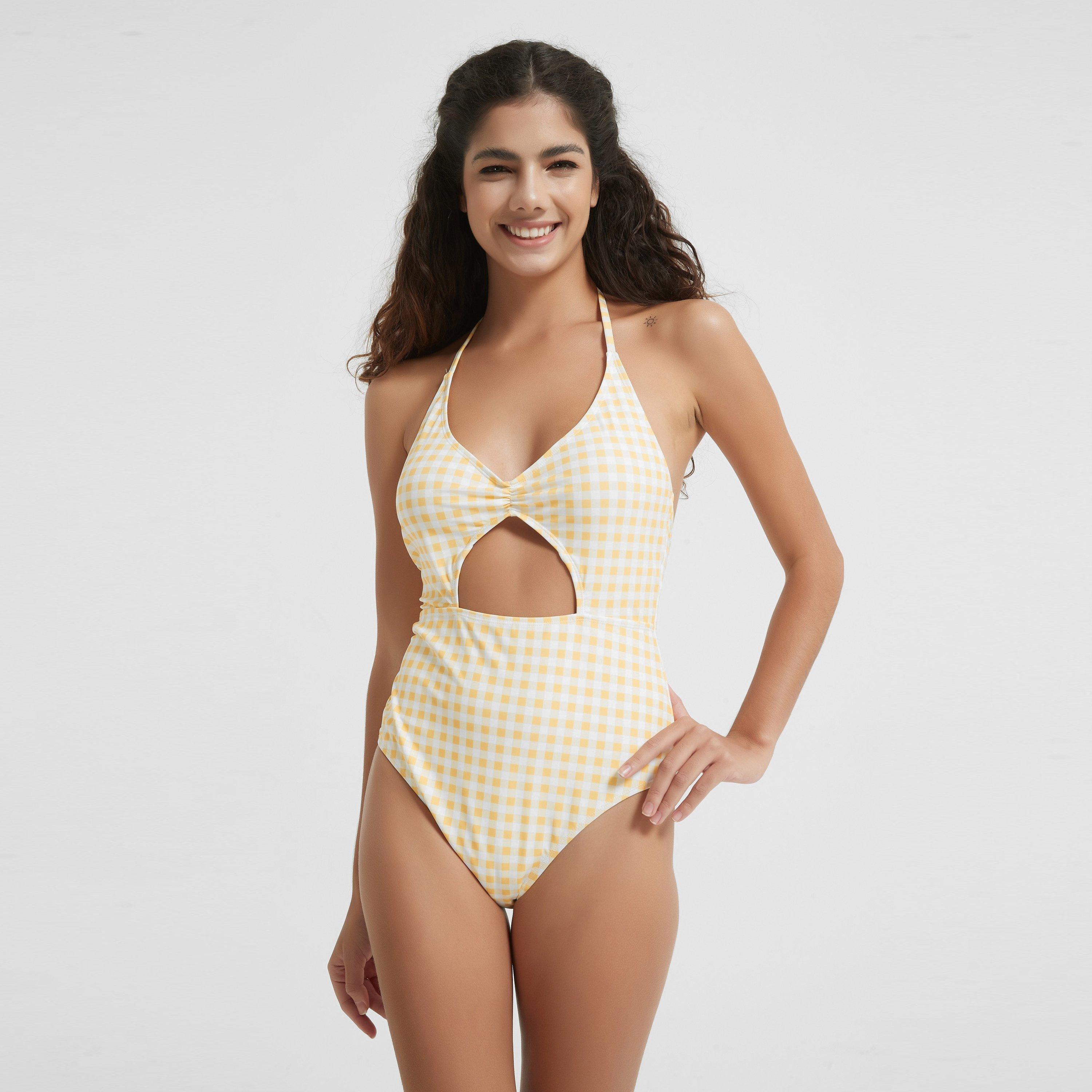 Be You BY Gingham Cut Out Swimsuit