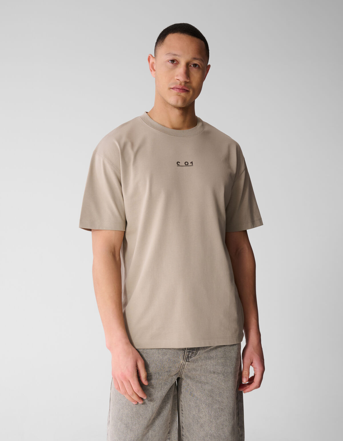 Grafische Tekst T-shirt Lichtbruin