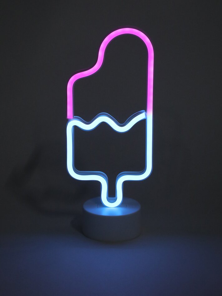 Luminária LED Neon em formato de sorvete com base - Azul