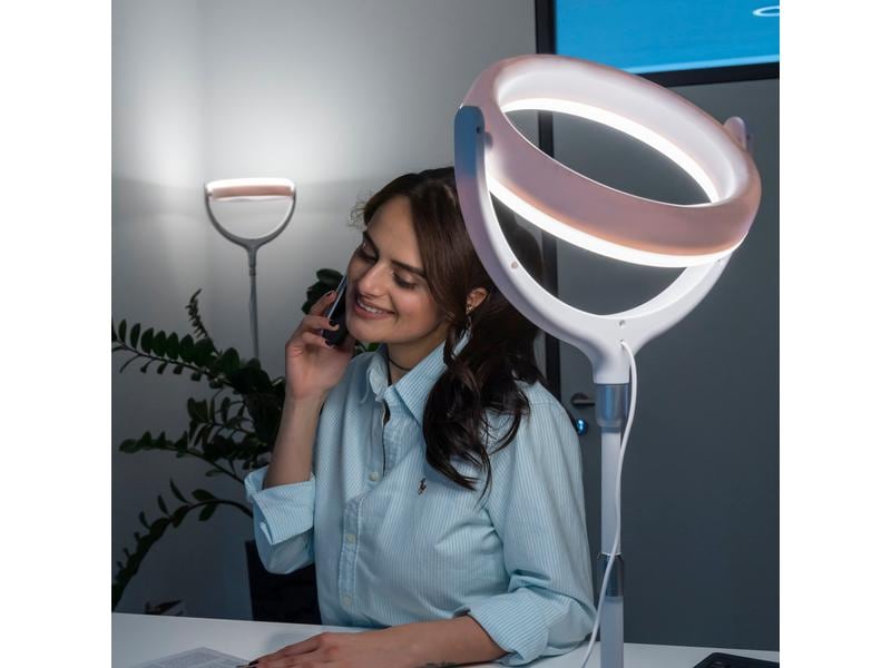 4smarts Videoleuchte Selfie LoomiPod gross Stimmungsvolles, dimmbare Stehlampen-Ringleuchte