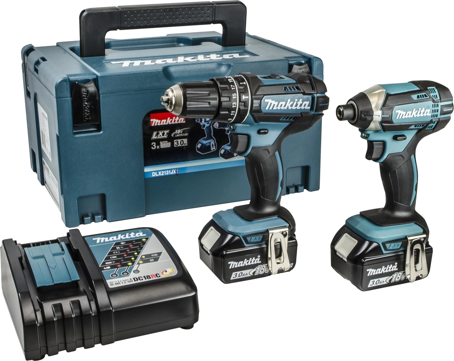 Makita DLX2131JX 18V Li-Ion accu klopboor- /schroefmachine (DHP482) & slagschroevendraaier (DTD152) combiset (2x 3.0Ah accu) in Mbox