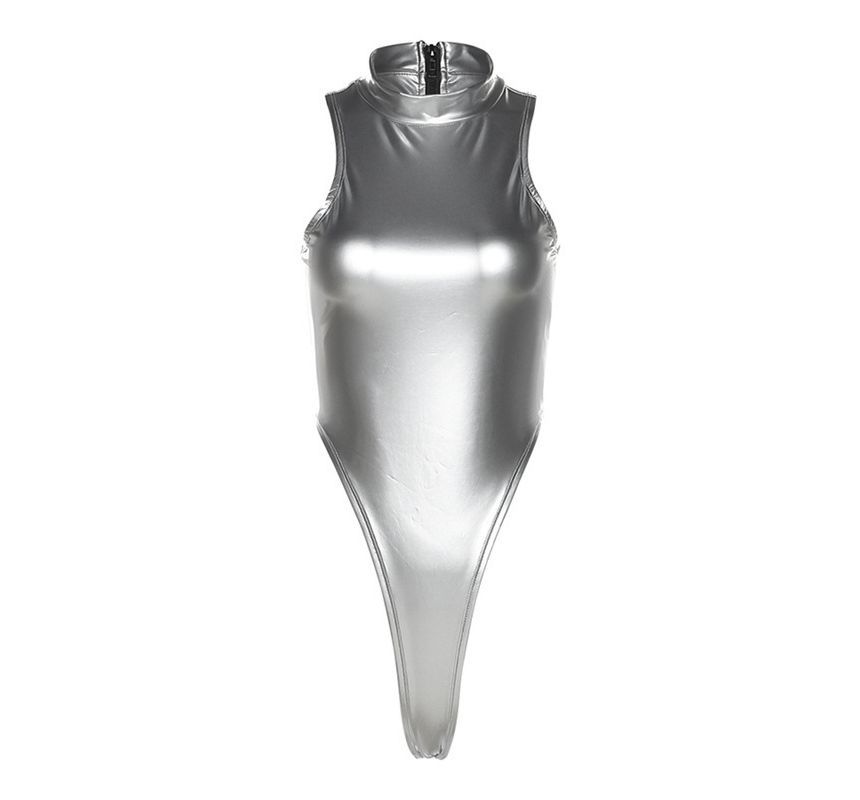 HERMITAKH - Mouwloze, metallic bodytop met nephals