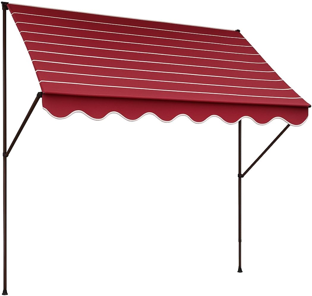 Angerer Klemmmarkise Exklusiv mit Handkurbel, Terrasse/Balkon, einfache Montage ohne Bohren, Made in Germany, hochwertiger Stoff, UV-beständig, höhenverstellbar, wasserabweisend, 300 cm Bordeaux