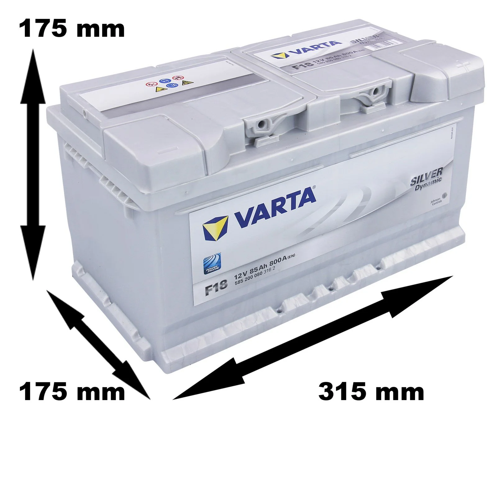 Varta Silver Dynamic F18 Batterie Voitures, 12 V 85Ah 800 Amps (En)