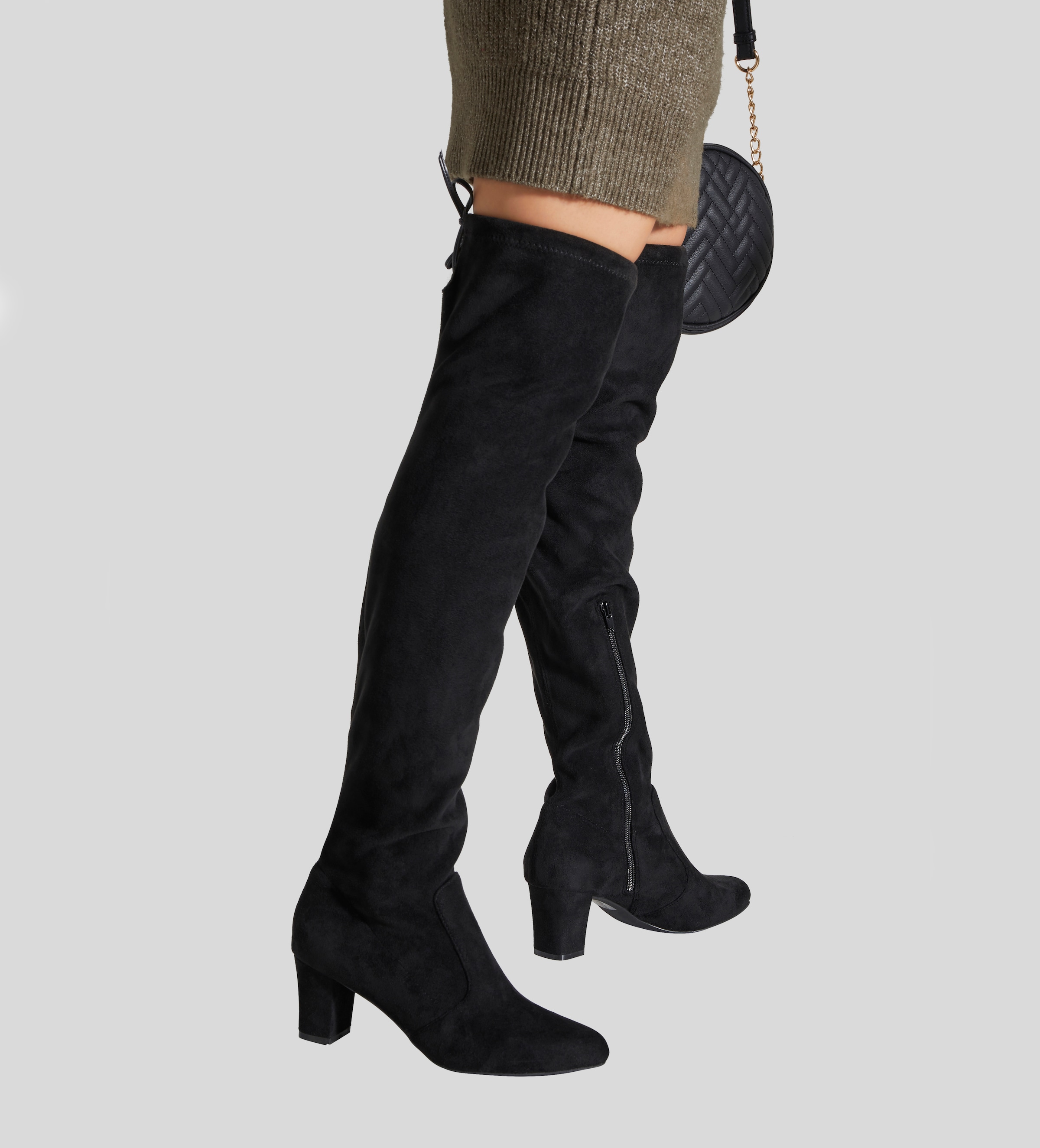 LASCANA Overkneestiefel  Slouchy Boots,Langschaft Stiefel,Schlupf-Boot, weiches Stretchmaterial