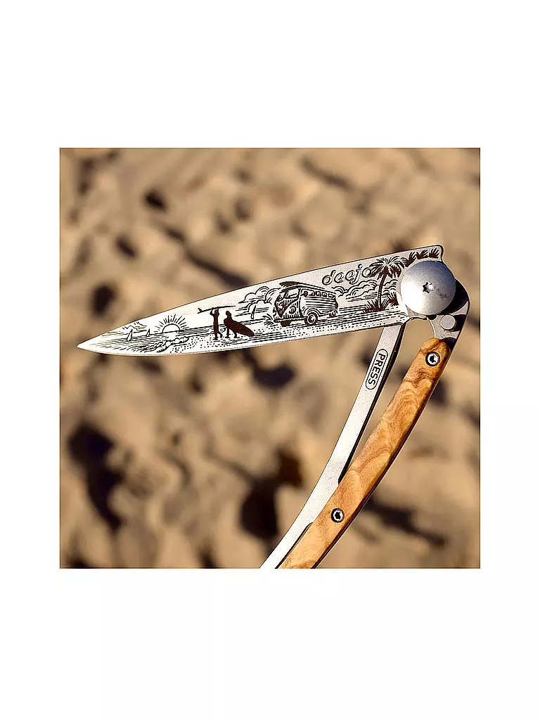 DEEJO Taschenmesser Olivenholz Titan VAN LIFE 37G silber