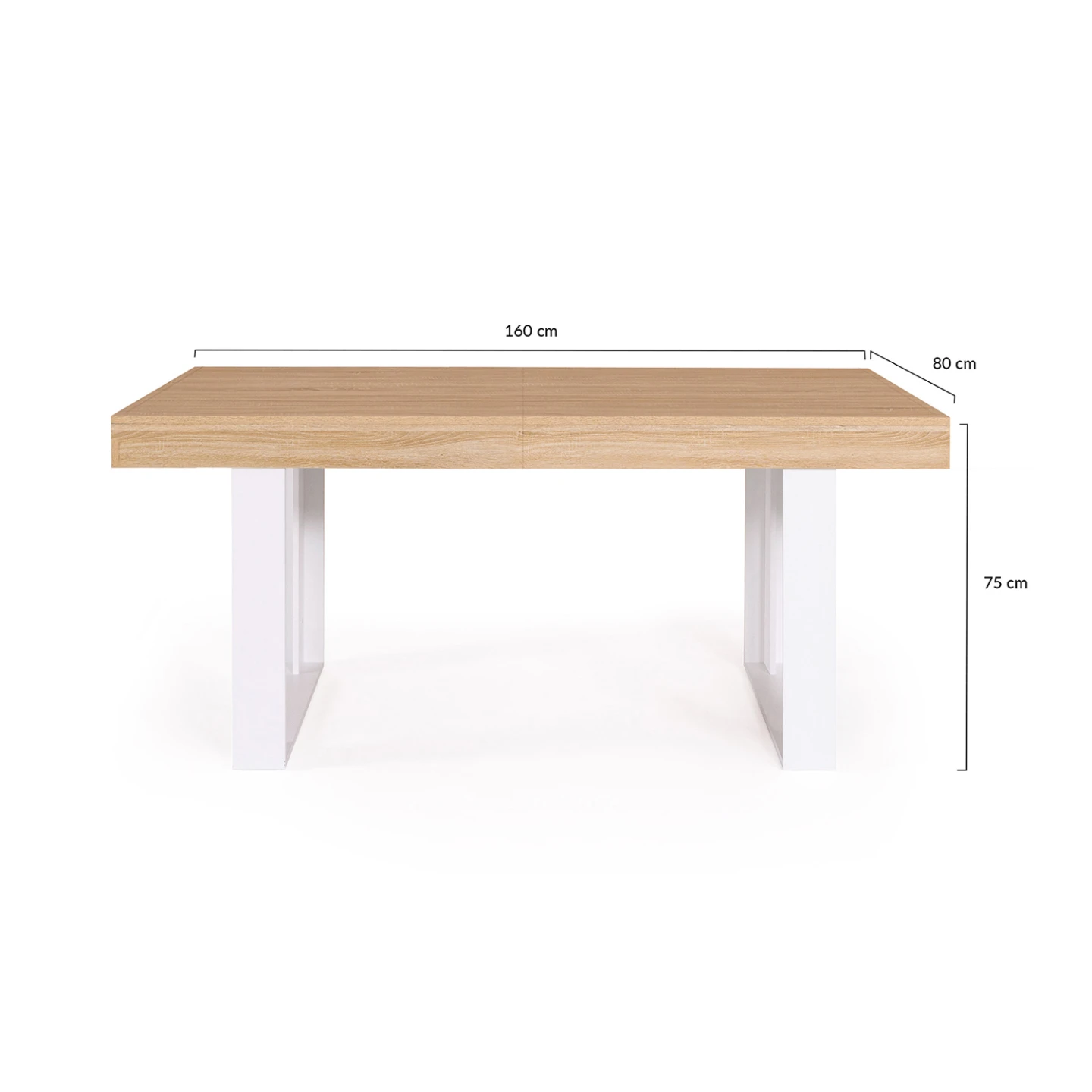 Table à manger extensible rectangle PHOENIX 4-8 personnes bois et blanc 160-200 cm