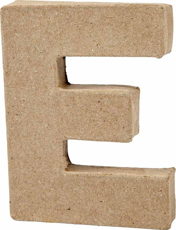 Bogstav Til Pynt - E - Stort Bogstav - Papmaché - 10X7,5 CM