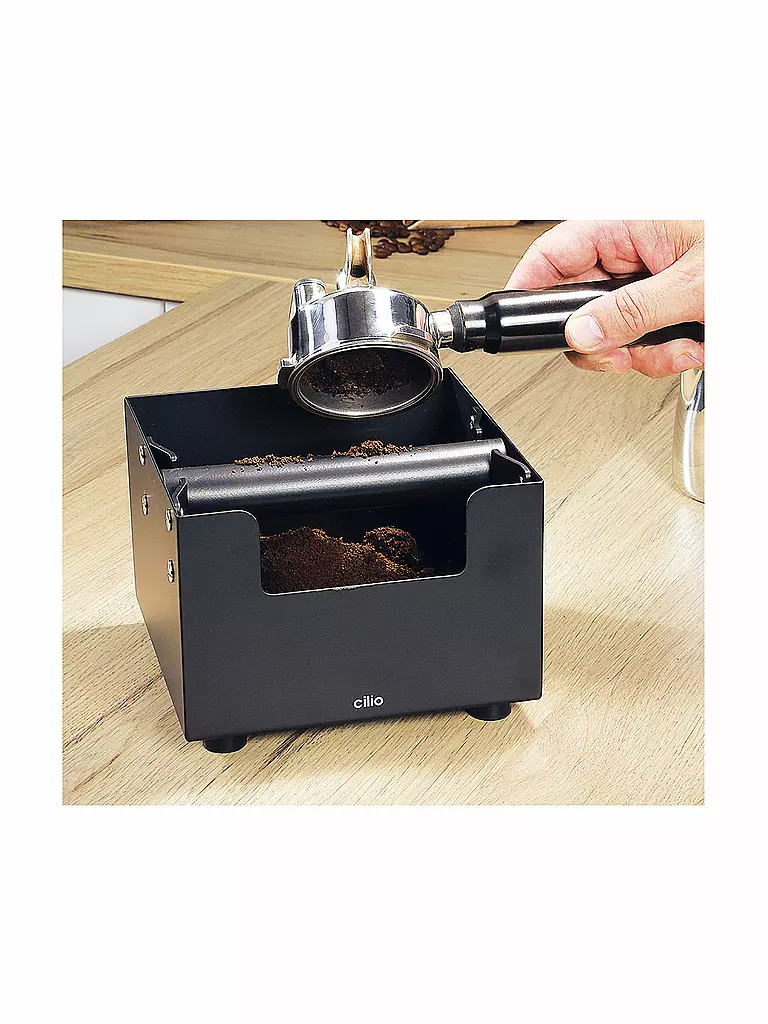 CILIO Espresso-Ausschlagdose 16x16cm BARISTA Edelstahl Schwarz  schwarz