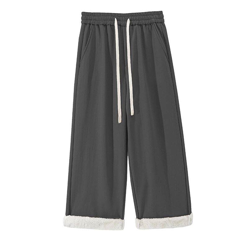Kimeya - Effen broek met wijde pijpen en trekkoord in de taille