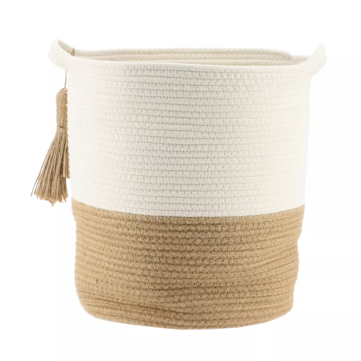 Lot de 3 paniers à linge (H47 cm) Pompons Camel