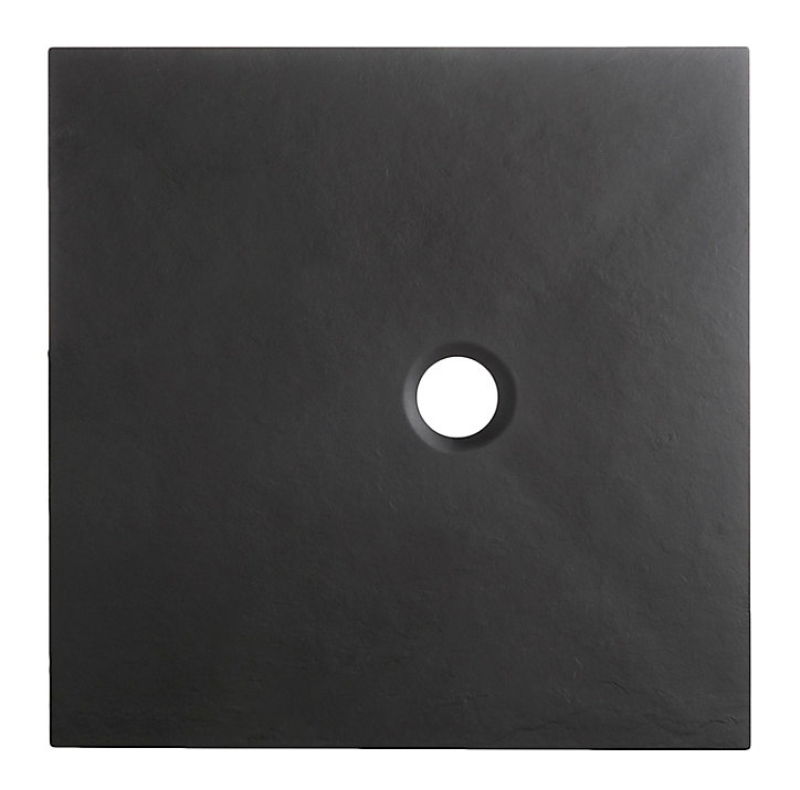 Receveur de douche à poser 80 x 80 cm, résine minérale, noir, Cooke & Lewis Piro