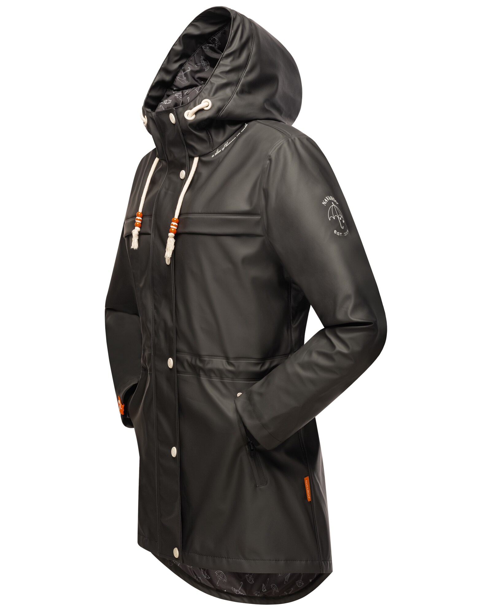 NAVAHOO Damen modischer Regen Jacke Outdoor Regenmantel Regenparka Wasserdicht Gefüttert Rainy Forest