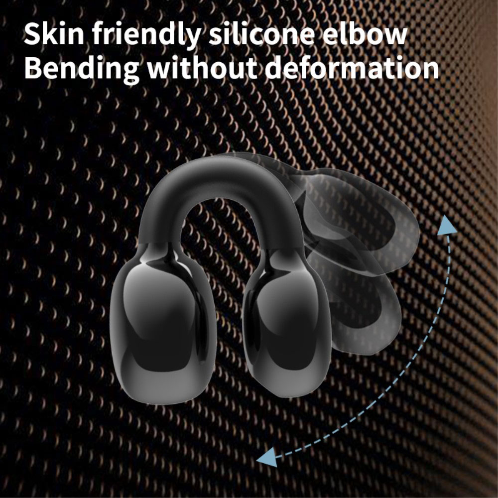Ohrclip Wireless Bluetooth 5.3 Kopfhörer In-Ear Headset mit Noise Cancelling und bequemer Silikon Halterung (IPX5) - Schwarz