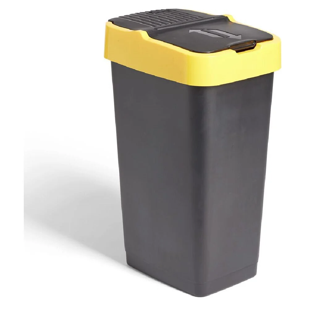 Poubelle de tri pour plastique 60L plastique jaune et noir