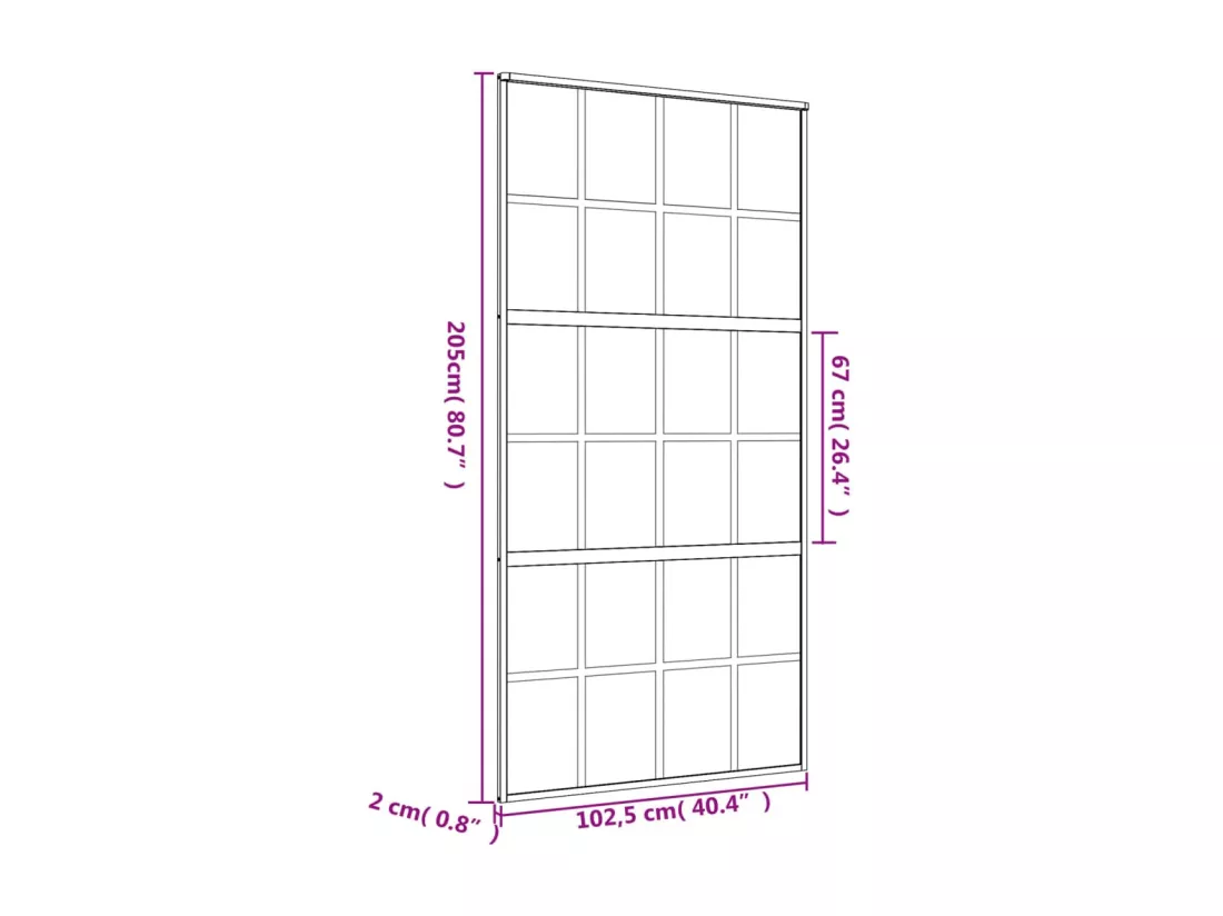 Porte coulissante doré 102,5x205 cm verre ESG dépoli aluminium