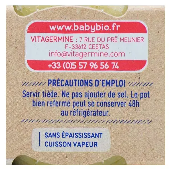 Potes de comida para bebê Babybio Goodnight com pastinaca, vagem e arroz +8 meses Orgânico 2 x 200g