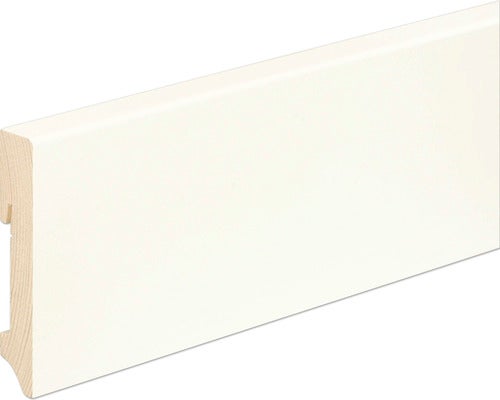 Vierkante plint, sparren/grenen, wit RAL 9010 gelakt, L0157L, 18x96x2400 mm