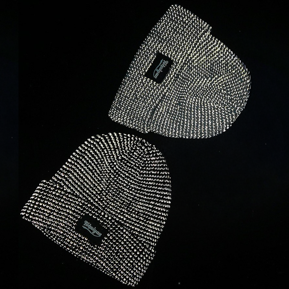 Unisex Reflektierende Strickmütze Beanie Winter Mütze (One Size) - Grau