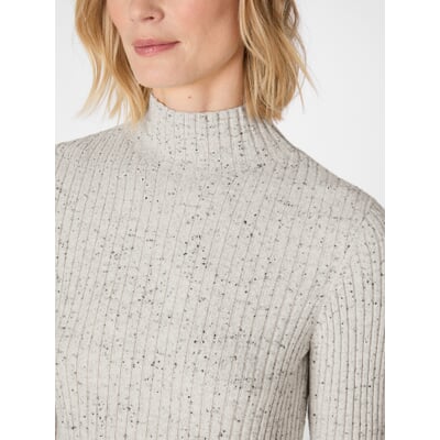 Damen-Strickshirt meliert, Hellgrau