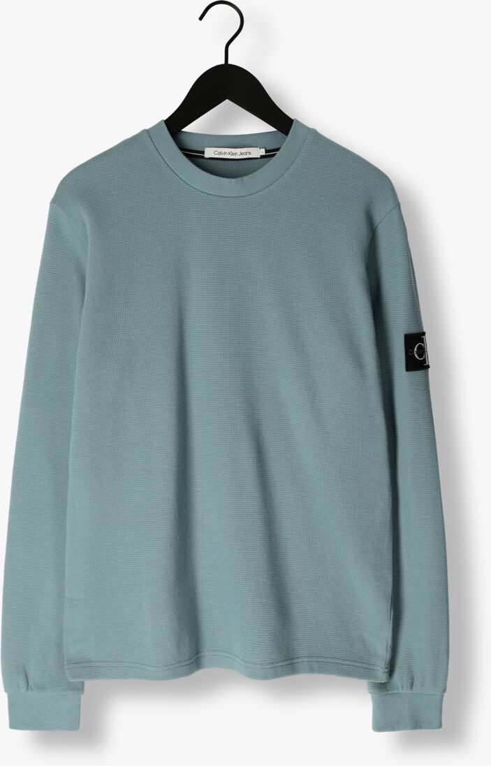 CALVIN KLEIN blauwe calvin klein trui badge waffle ls tee