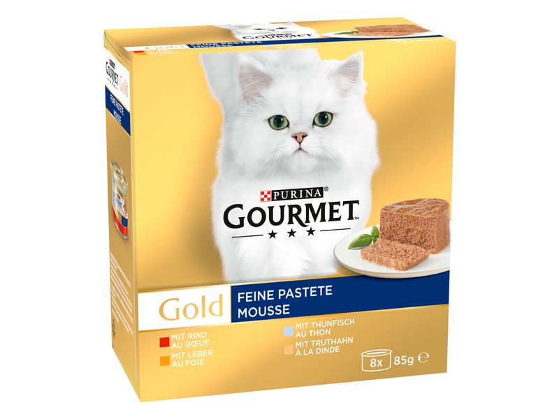 Purina Gourmet Nassfutter Gourmet Gold Mousse, 8 x 85 g Alleinfuttermittel für ausgewachsene- und Senior-Katzen