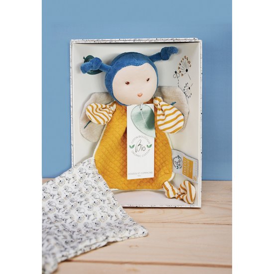 Pollen l'Abeille doudou attache-sucette   de               Doudou et Compagnie