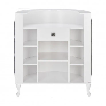 Caisse ROYAL I Arrondie Matelassée avec Boutons Structure Blanc Mat