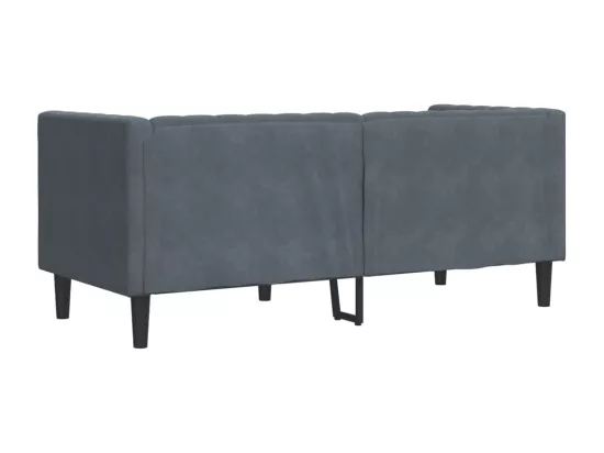 Canapé Chesterfield avec traversins 2 places gris foncé velours