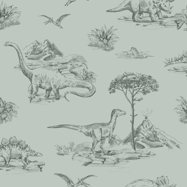 Estahome Dinosaurussen Behang II - 0,53 x 10,05 m - Beige