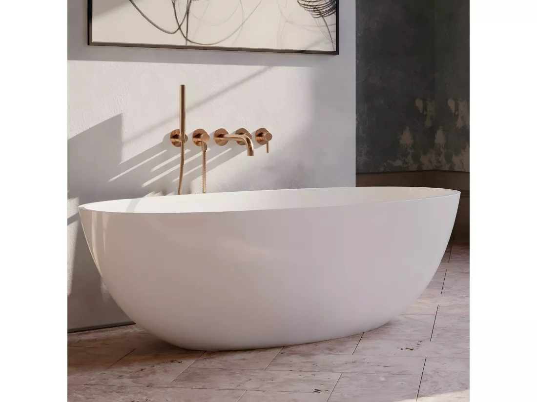 baignoire îlot OMNIRES SHELL M+ 160X75 CM couleur : blanc finition : brillant bonde et siphon inclus