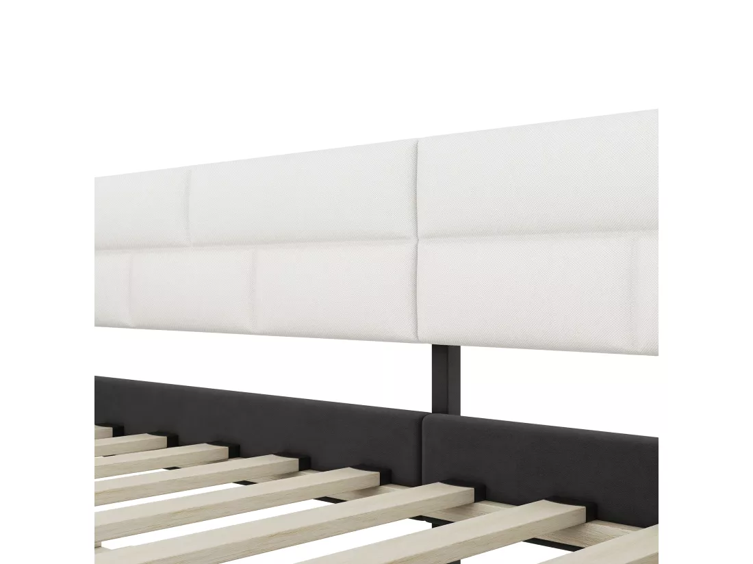 Lit banqueet avec lit gigogne 90x190/200cm - en tissu lin - Beige
