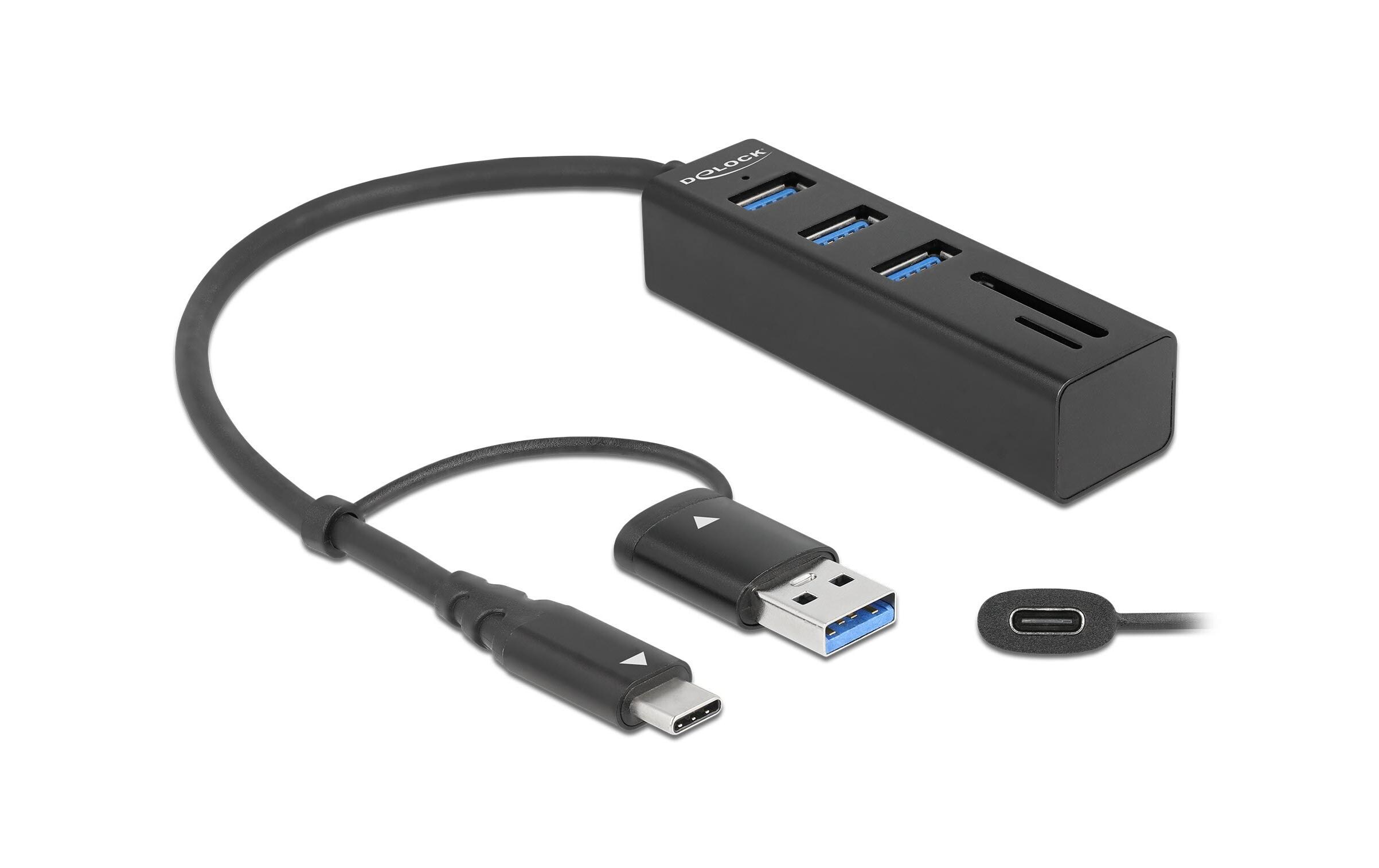 USB-Hub 3.0 Typ-C + SD/MicroSD Slot3-Port-USB-C-Hub mit SD und Micro SD Slot