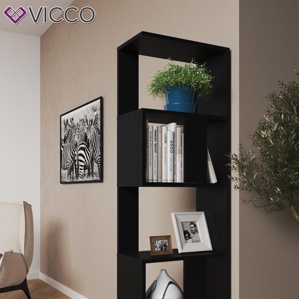 VICCO Raumteiler Schwarz Bücherregal Standregal Aktenregal Hochregal Aufbewahrung Regal