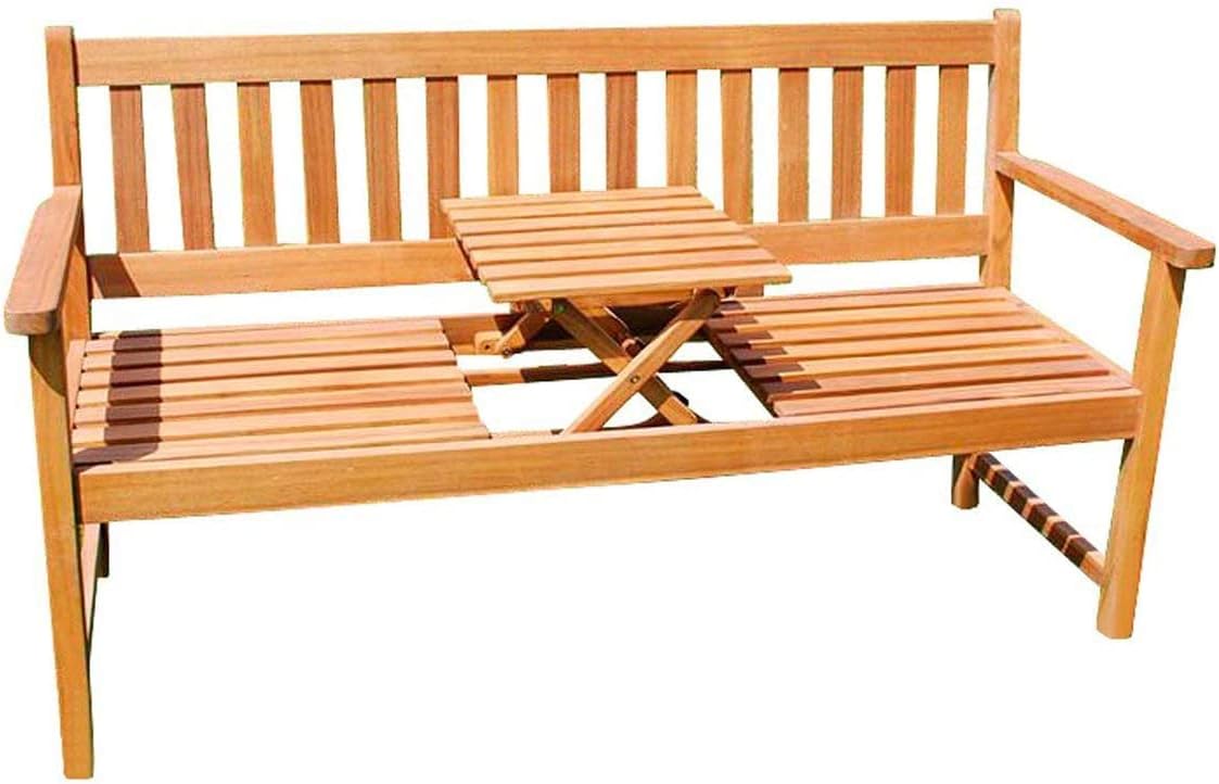 SAM 3-Sitzer Gartenbank Lorenzo, Sitzbank mit integriertem & einklappbarem Tisch, Akazienholz massiv & geölt, Holzbank für Balkon, Terrasse oder Garten, 157x60 cm