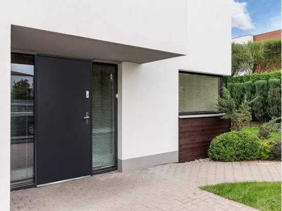 Porte d'entrée en acier pleine H207 x L100 cm anthracite - poussant gauche - AGUEDA